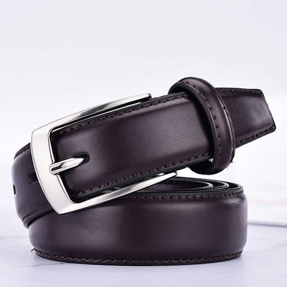 Classic Leather Belt For Men Luxury Business Male Cowhide Leather Belts 3.0 CM Casual Pin Buckle Belt For Men