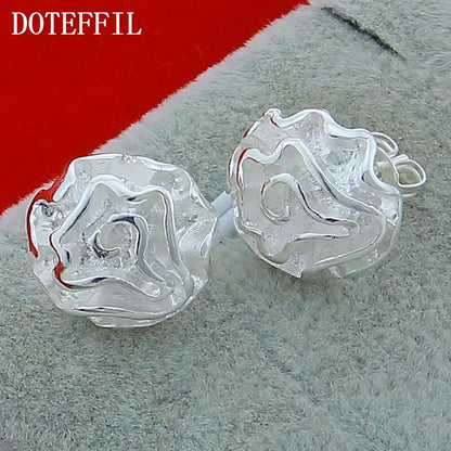 DOTEFFIL 925 Sterling Silver Rose Flower Stud Earring