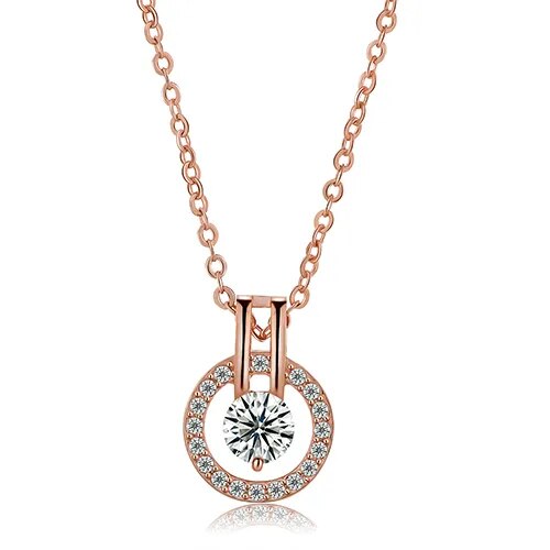 Kvinnors Zircon Round Pendent Choker Chain Halsband Örhängen set