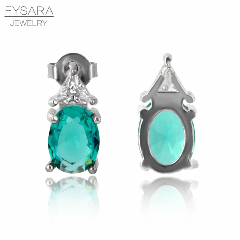 FYSARA Summer Style Blue Green Created Gemstone Geometry Female Earrings