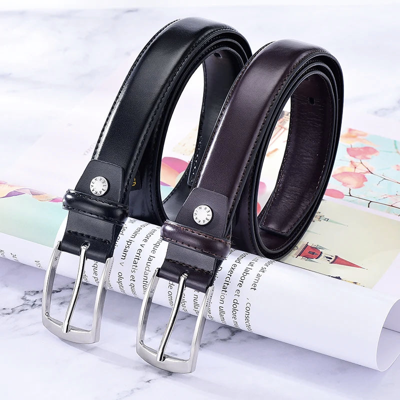 Classic Leather Belt For Men Luxury Business Male Cowhide Leather Belts 3.0 CM Casual Pin Buckle Belt For Men