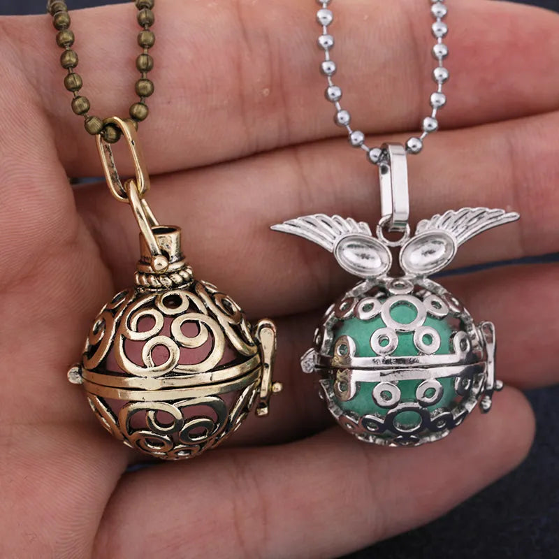 Mexico Chime Music Angel Ball Caller Locket Necklace Vintage Pregnancy Necklace Aromatherapy Essential Oil Diffuser Accessories