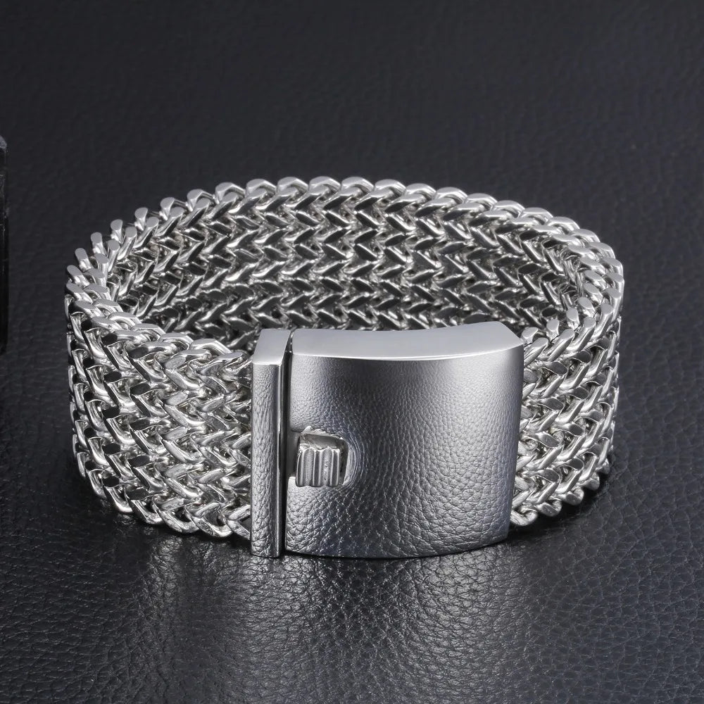 30MM 21/22/23CM Long Luxury Never Fade Gold Plated Man Bracelet for Men Stainless Steel Men's Bracelets On Hand Jewelry Armband