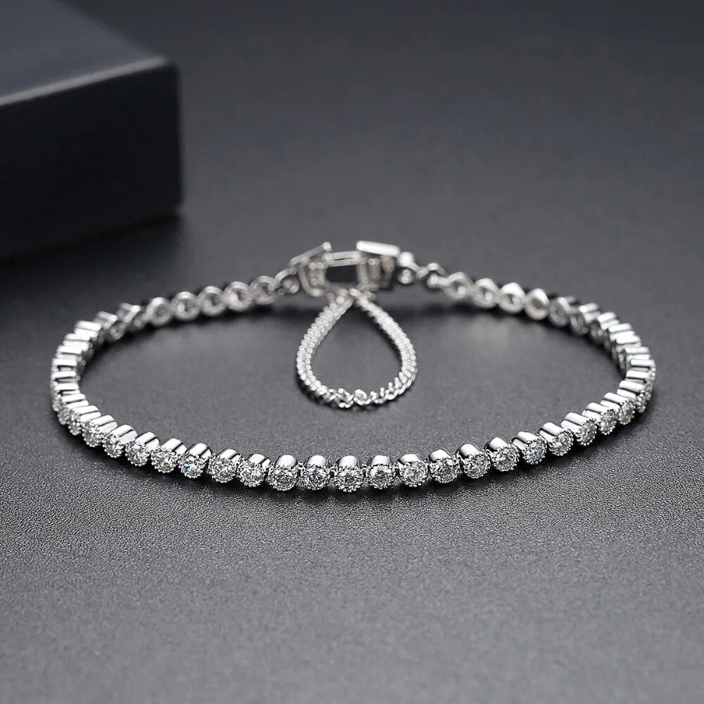 Tennisarmband med flera pärlor för kvinnor 4 mm rund Cubic Zircon