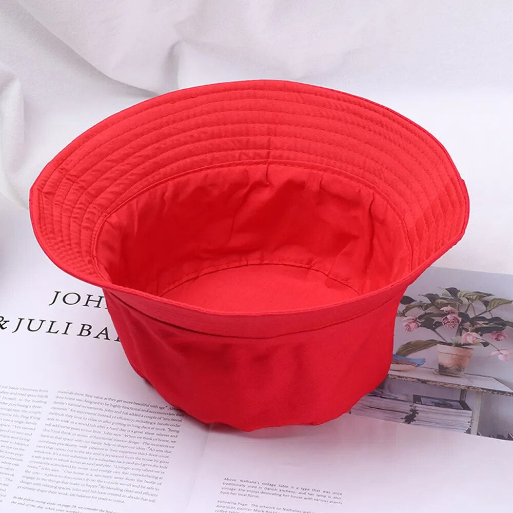 Cotton Summer Foldable Bucket Hat Unisex Women Outdoor Sunscreen Hat Pure Color Fishing Hunting Cap Men Basin Chapeau Beach Cap