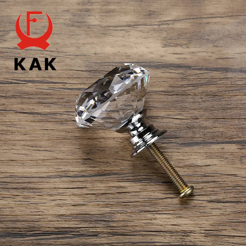 20-40mm Diamond Shape Design Crystal Glass Knobs Cupboard Drawer Pull Kitchen Cabinet Door Wardrobe Handles Hardware