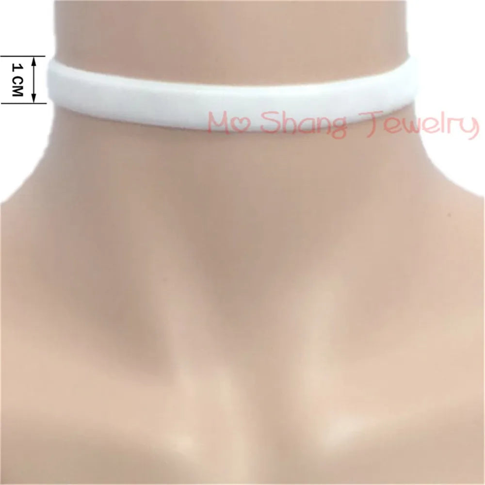 Valentine's Day Gift Punk Gothic White Velvet Choker Necklace Tattoo Necklaces Women Chocker Collares Mujer Collier Femme Bijoux