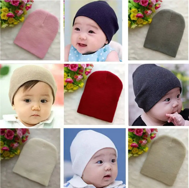 Brand New Baby Hats Beanies winter warm Girl Boy Toddler Infant Kids Children Cute Hat Cap Unisex Solid Knitted Beanie Gift