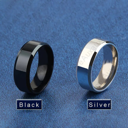 Auxauxme 8mm Black Titanium Stainless Men Ring Simple Wedding Bands Rings Gift For Male Jewelry Size 5-13