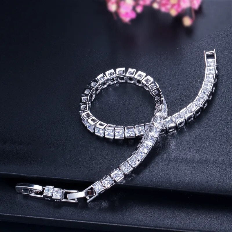 3mm Cubic Zirconia Tennis Bracelets for Woman White Gold Color