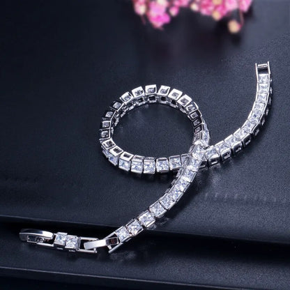 3mm Cubic Zirconia Tennis Bracelets for Woman White Gold Color