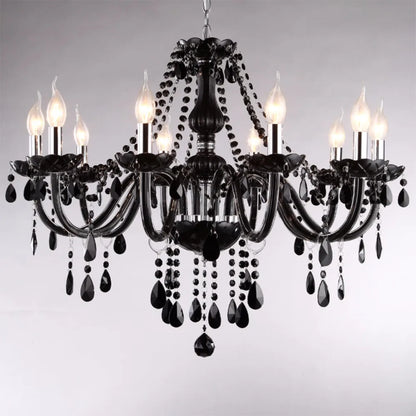 18/15/10/8/6 Arms Luxury Black Crystal Chandelier Lighting Candle Lamp Brief Fashion Living Room Bedroom Fixture