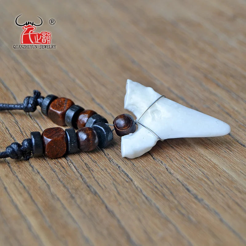 1PC Hawaii Surfer Jewelry Handmade Imitation Shark Teeth Pendant New Zealand Maori Tribal bone Choker WoMen's Men's Necklace