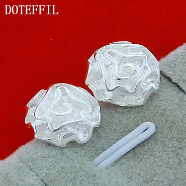 DOTEFFIL 925 Sterling Silver Rose Flower Stud Earring