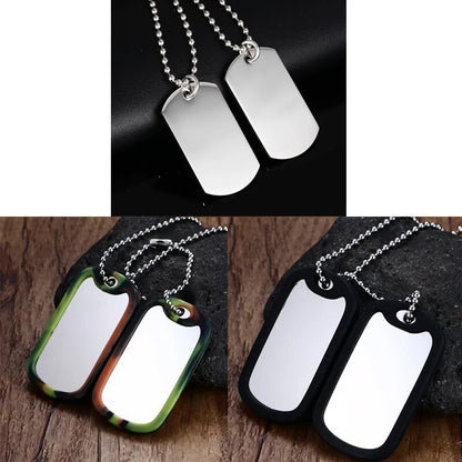 Stainless Steel Double Dog Tag Necklace Pendant ID Men 24" Chain