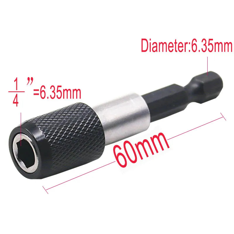 6.35mm 1/4 Hex Shank Quick Release Electric Drill Magnetic Screwdriver Bit Holder 60mm