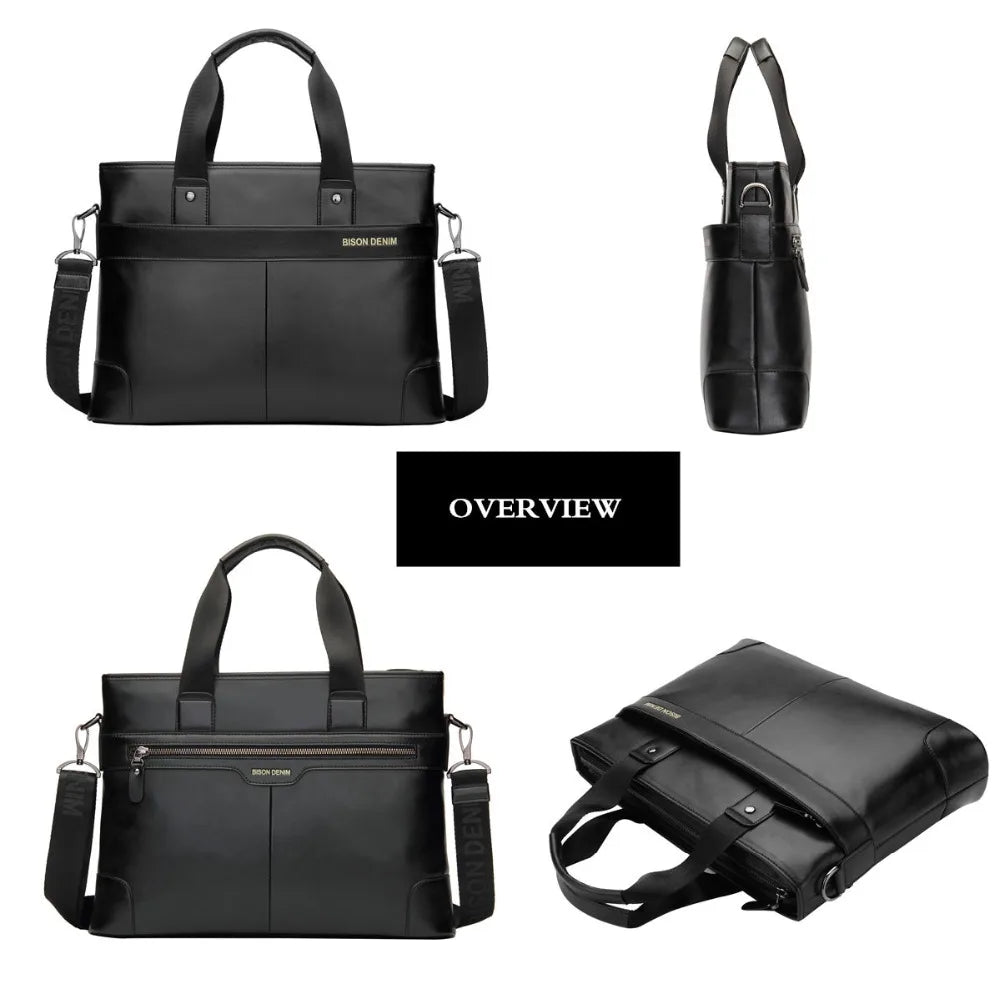 Cowhide Briefcase Business Travel Bag Male Computer Laptop Handbag Casual Shoulder Crossbody Bag Messenger N2195-1