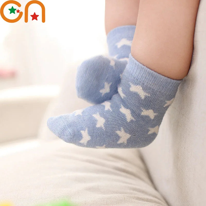 5 Pairs/Lot Kids Soft Cotton Socks Boy Girl Baby Infant Fashion Stripe Warm For Autumn Winter 0-8 Years Children Cartoon Sock