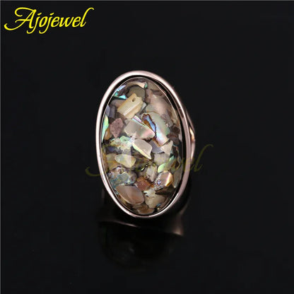 Big Oval Sea Shell Rings For Men Women Rose Golden Ring Size 7 8 9 10 11 12