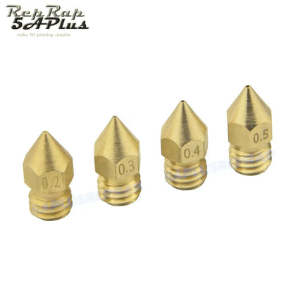 5/10PCS MK8 Brass Nozzle 0.2MM 0.3MM 0.4MM 0.5MM Extruder Print Head Nozzle For 1.75MM CR10 CR10S Ender-3 3D Printer Accessories