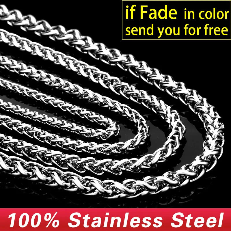 Stainless Steel Necklace Trendy Chain Necklace Boy Men's Necklace Chain Silver Color