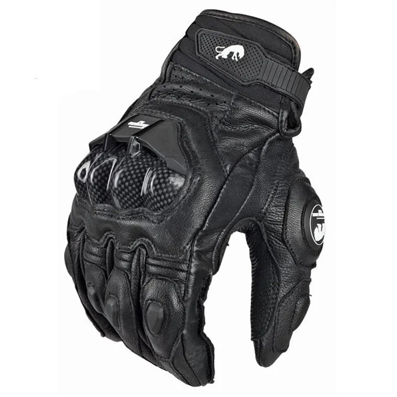 Gants de moto noirs de course en cuir véritable, gants d'équipe de course sur route blancs pour hommes, été et hiver