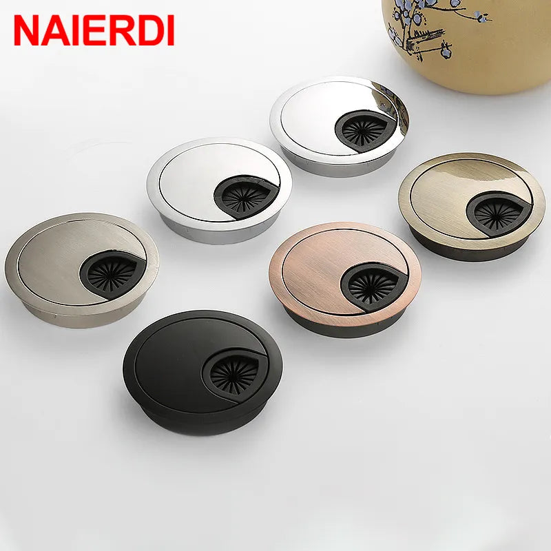 Zinc Alloy Desk Wire Hole Cover Base Computer Grommet Table Cable Outlet Port Surface Line Box Furniture Hardware