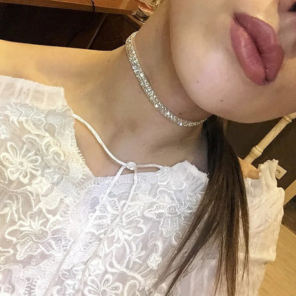 Stretch Rhinestone Crystal Choker Necklace Elastic Cord Elegant