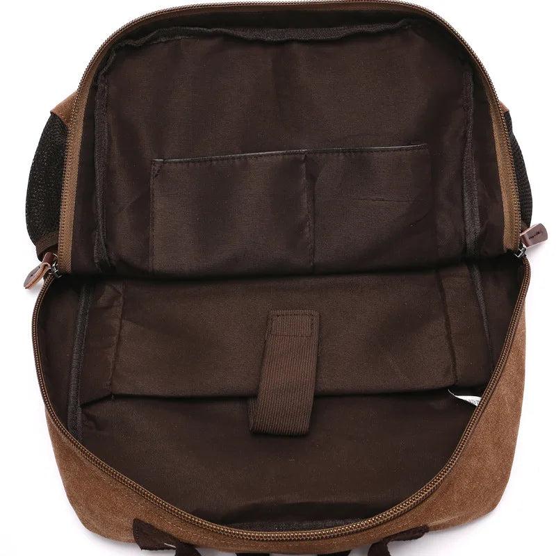 New Men Canvas Backpack Shoulder Bag Students Leisure Bag Computer Bag School Mochila Teenagers 15inch Laptop Rucksack