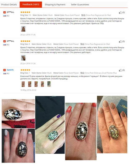 Stora ovala Sea Shell-ringar för män Kvinnor Rose Golden Ring Storlek 7 8 9 10 11 12