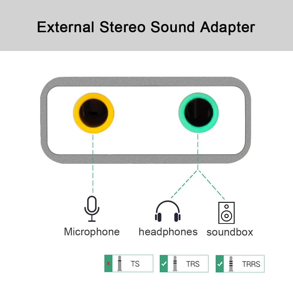 7.1 External USB Sound Card Jack 3.5mm USB Audio Adapter Earphone Micphone Sound Card for Macbook Computer Laptop PC