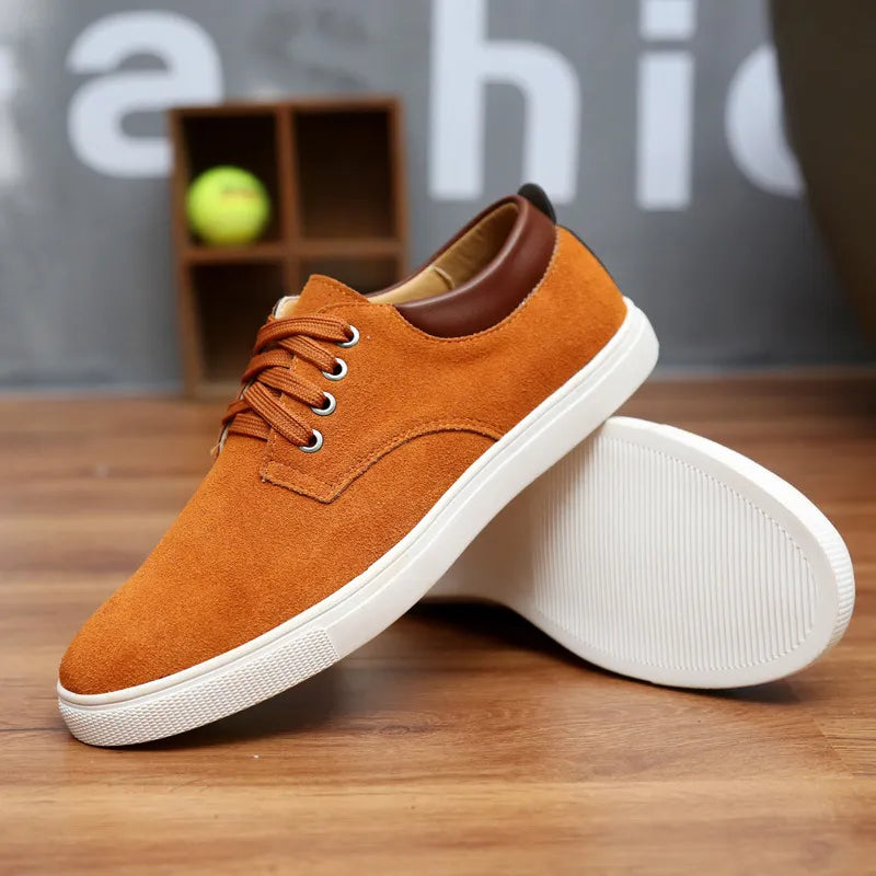 Men Flats Shoes Canvas Shoes Male Leather Casual Breathable Shoes Lace-Up Flats For Students Large Size