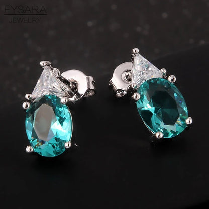 FYSARA Summer Style Blue Green Created Gemstone Geometry Female Earrings