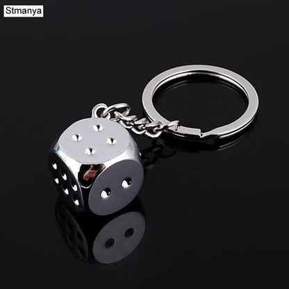 New Dice Key Chain Metal Personality Dice Poker Soccer Guitar  Model Alloy Keychain Gift Car Key Ring