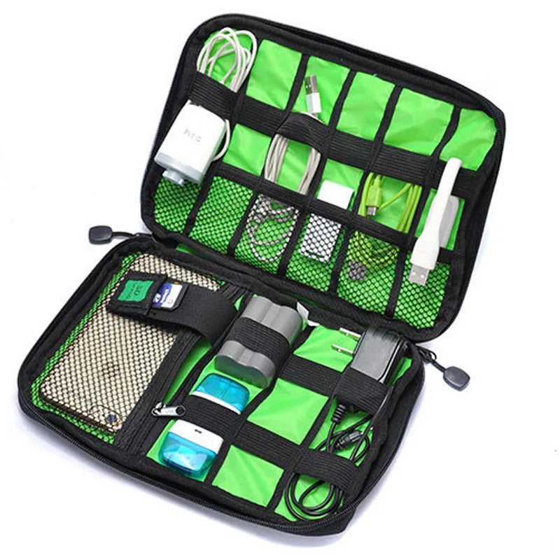 Outdoor Travel Kit Waterproof Nylon Cable Holder Bag Electronic Accessories USB Drive Storage Case Camping Hiking Organizer Bag