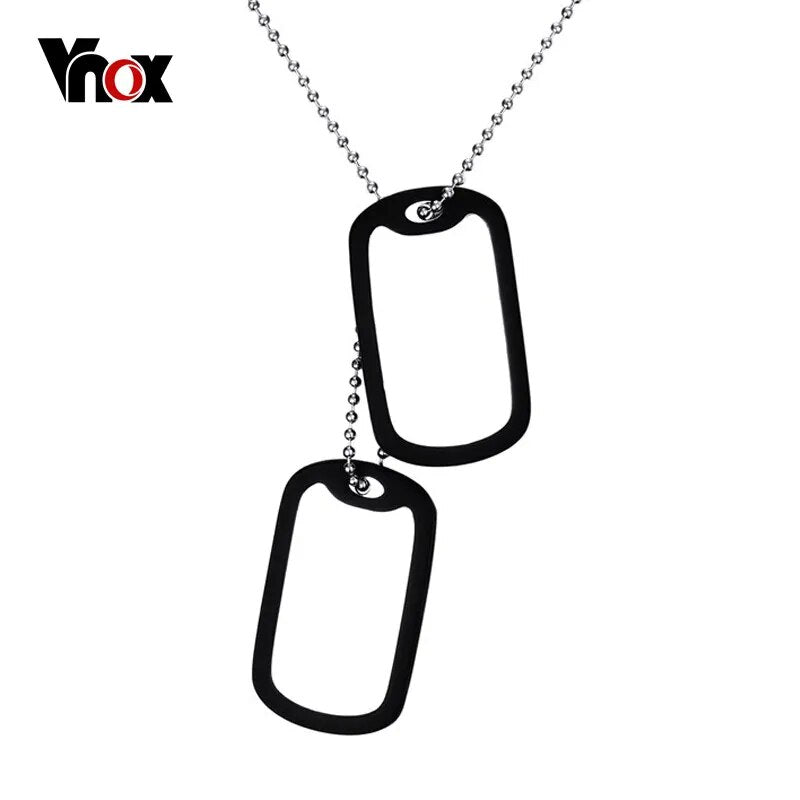 Stainless Steel Double Dog Tag Necklace Pendant ID Men 24" Chain