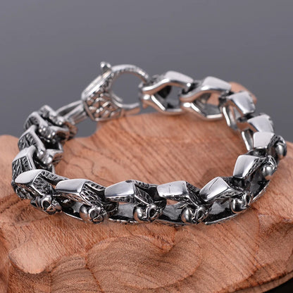 Punk Rocker Skull Bracelet Men Heavy 316L Stainless Steel Men's Bracelets Gothic Jewellery Halloween Accessories