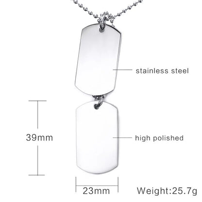 Stainless Steel Double Dog Tag Necklace Pendant ID Men 24" Chain