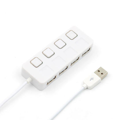 High Speed ​​Slim 4 Ports USB 2.0 Hub LED USB Hub Splitter Med Power On/Off Switch För Bärbar PC Dator Partihandel Svart/Vit