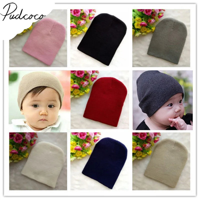 Brand New Baby Hats Beanies winter warm Girl Boy Toddler Infant Kids Children Cute Hat Cap Unisex Solid Knitted Beanie Gift