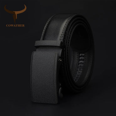 Men's Belt Automatic Ratchet Buckle with Cow Genuine Leather Belts for Men luxury brand male strap 110-130cm length