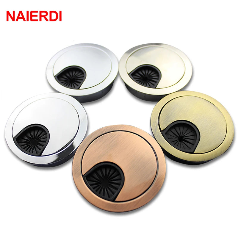 Zinc Alloy Desk Wire Hole Cover Base Computer Grommet Table Cable Outlet Port Surface Line Box Furniture Hardware