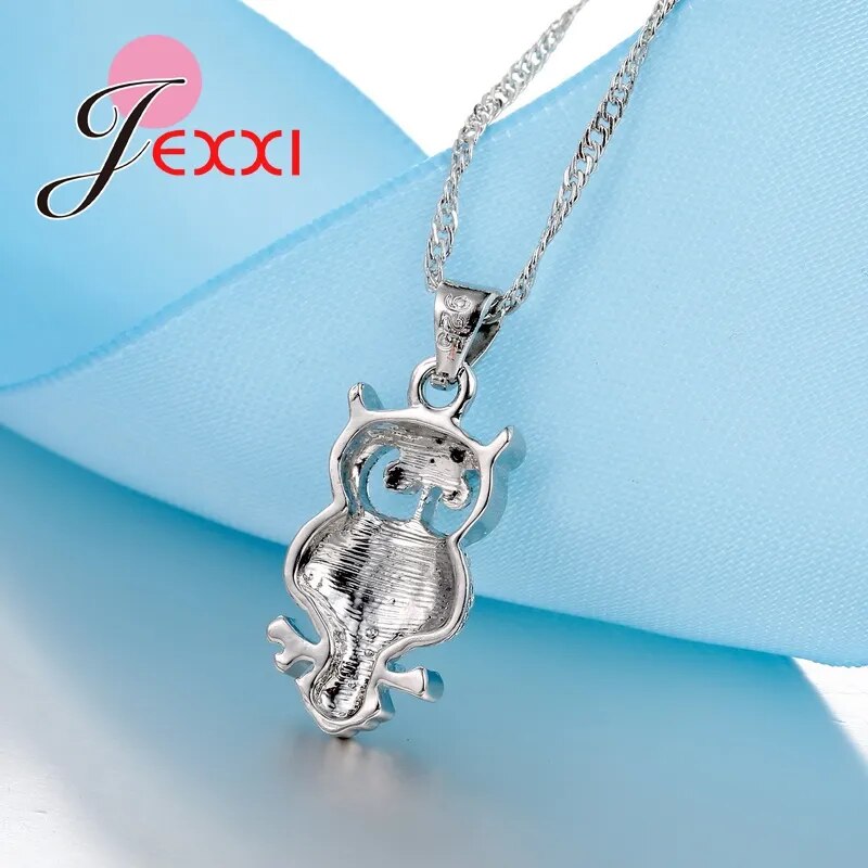 Owl Pretty Shape 925 Sterling Silver Fashion Jewelry Set With AAA+ Cubic Zirconia Women Necklace & Earrings & Pendant