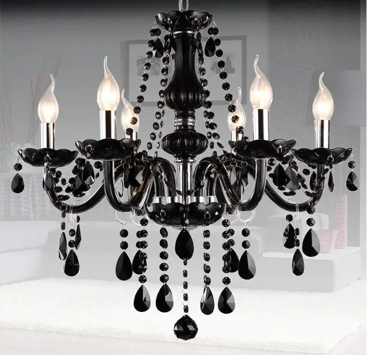 18/15/10/8/6 Arms Luxury Black Crystal Chandelier Lighting Candle Lamp Brief Fashion Living Room Bedroom Fixture