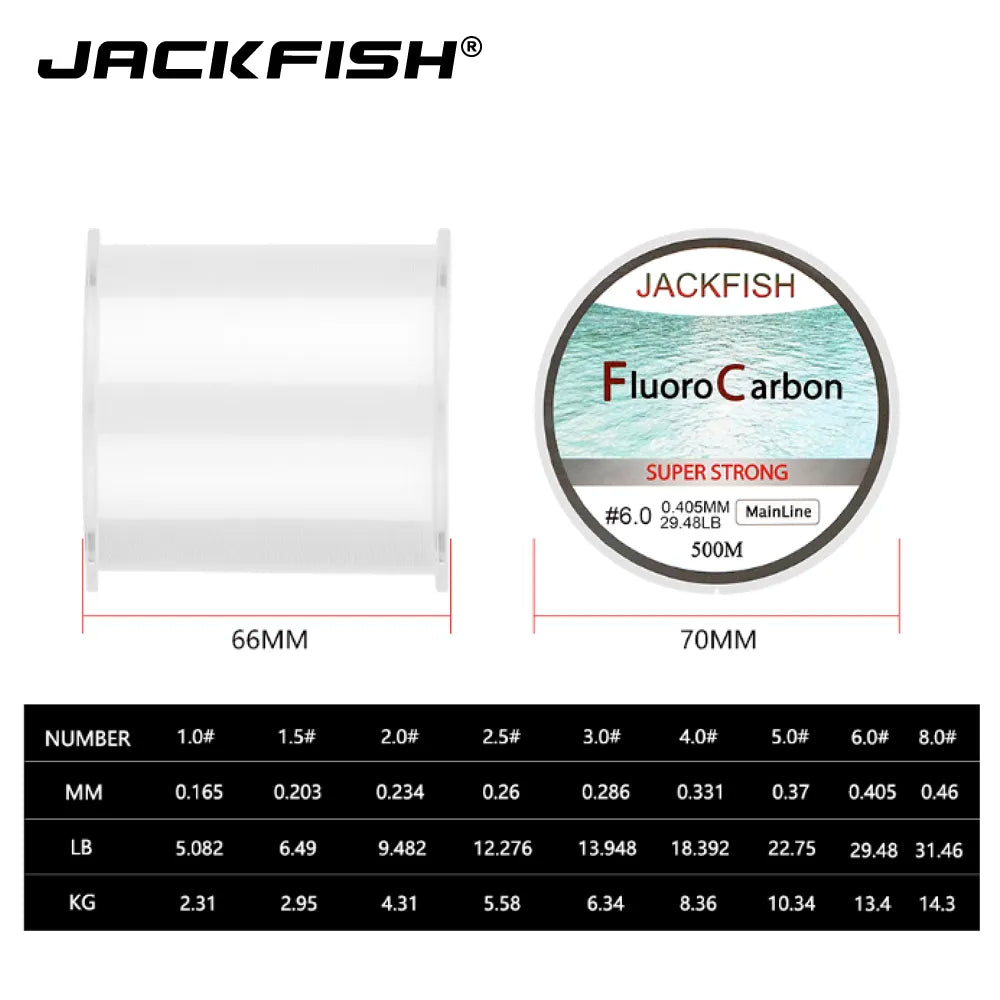 JACKFISH 500M ligne de pêche en fluorocarbone 5-30LB ligne principale de marque Super forte ligne de pêche à la mouche claire pesca