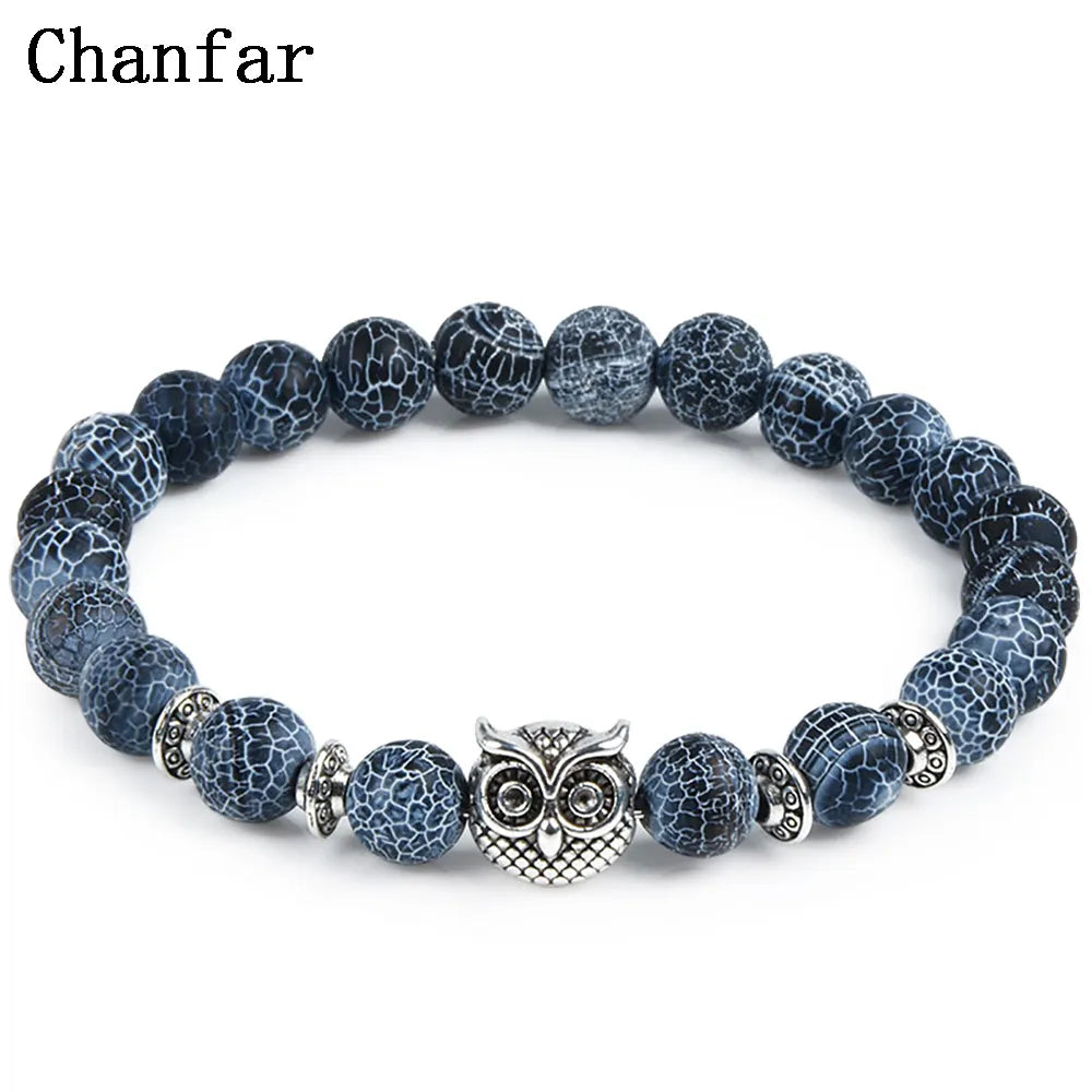 Leopard Tiger Eye Lion Head Bracelet Owl Buddha Bead Bracelets Bangles Skull Charm Natural Stone Bracelet