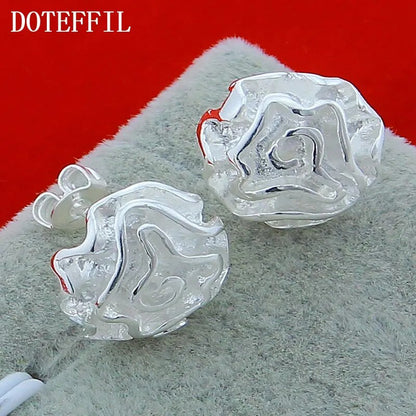 DOTEFFIL 925 Sterling Silver Rose Flower Stud Earring