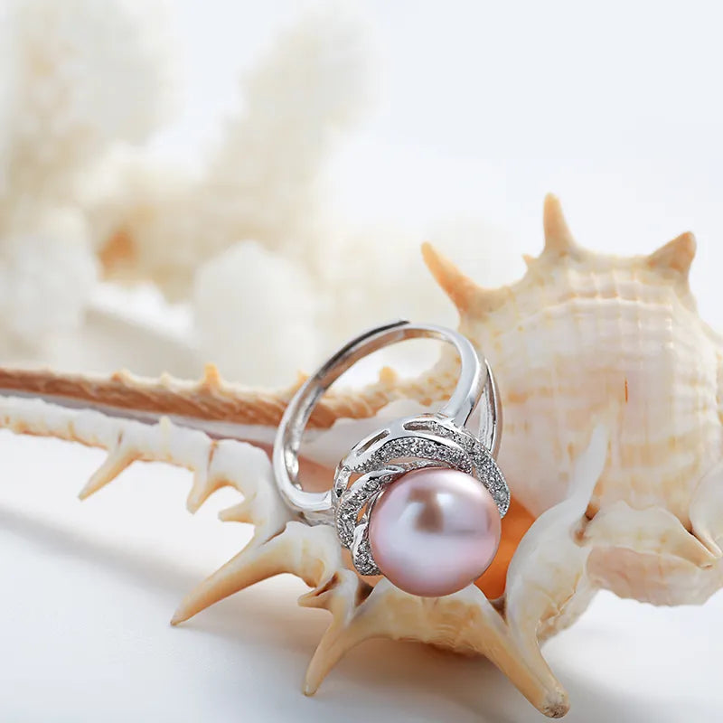 925 sterling silver natural pearl rings for