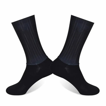 Anti-slip silikon Sommar Aero strumpor Whiteline Cykelstrumpor Män Cykel Sport Löpning Cykelstrumpor Calcetines Ciclismo