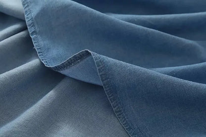 Etniska broderier Denimklänningar Kvinnor Handledsärmar O-ringad Fritidsskjortaklänning Vår Vestido Jeans Feminino